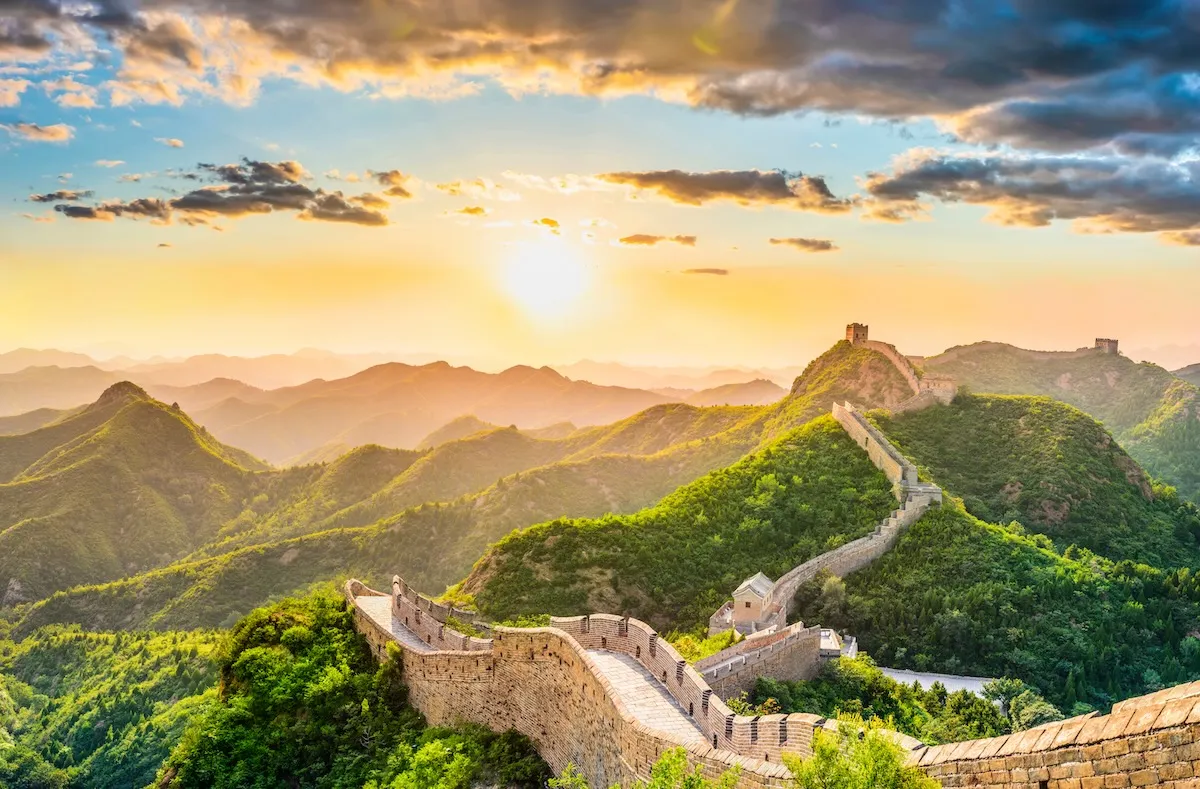 Great Wall of China at sunrise