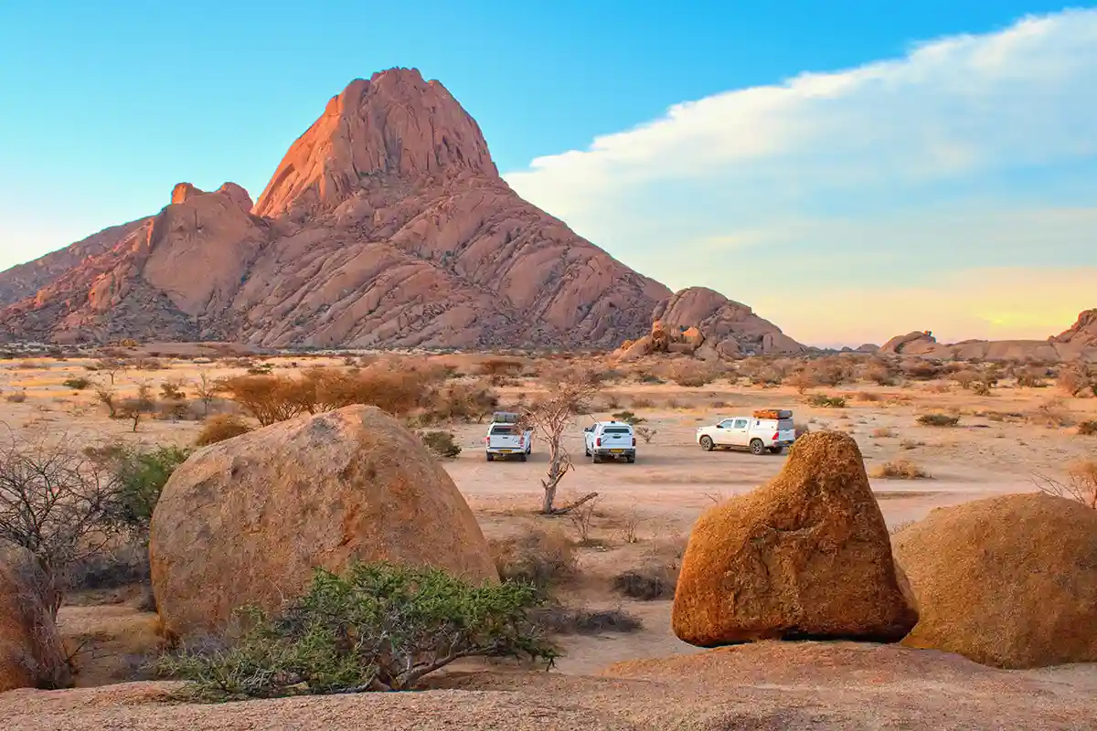 The granite peaks of Spitzkoppe rising from the Namib plains.